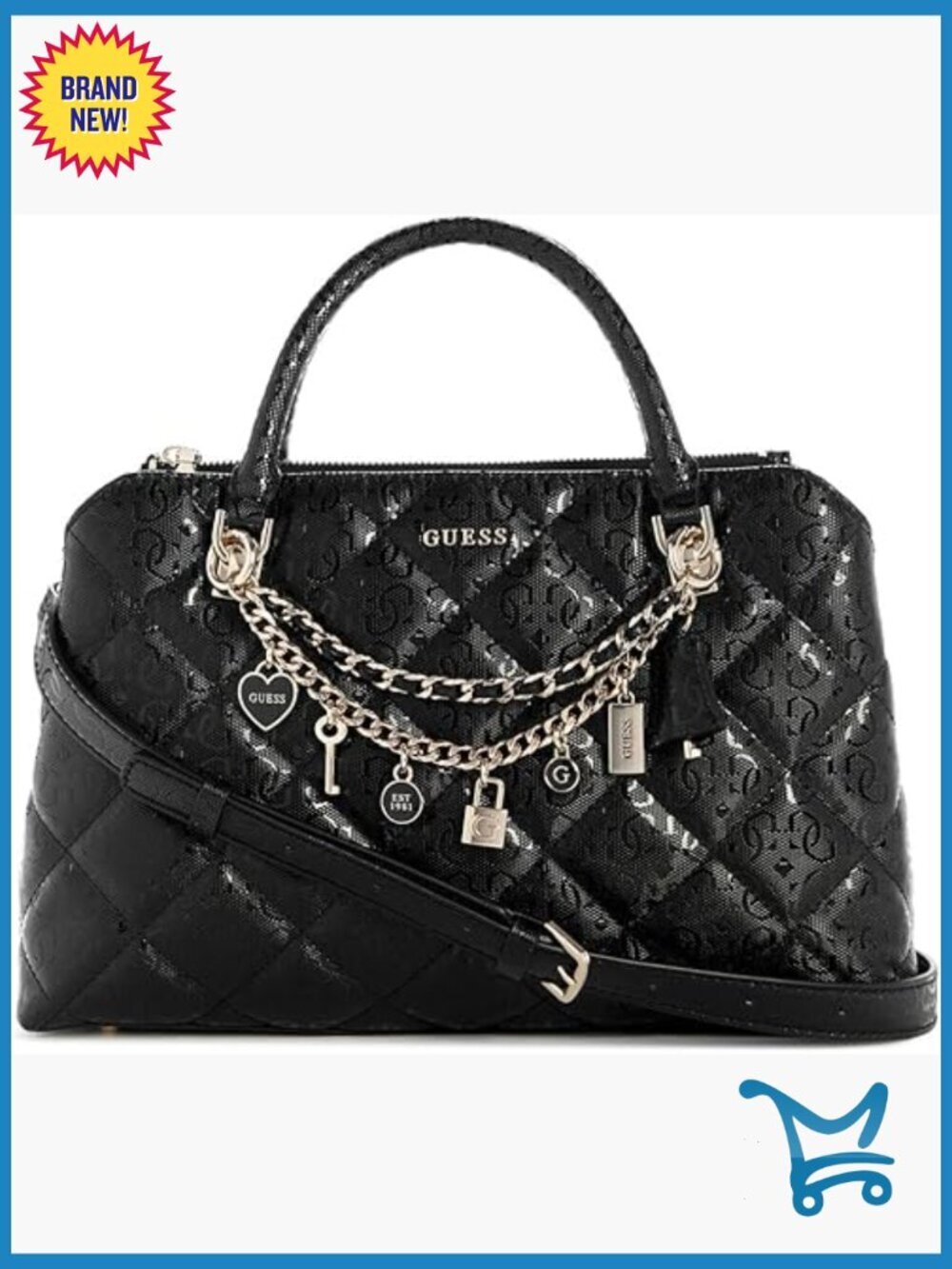 Structured Satchel with Adjustable Strap, 2 Compartments, 5 Pockets